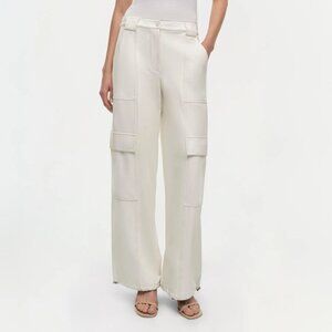 Simkhai Sofia Pant Ivory Vegan Leather Wide Leg Cargo Pant
